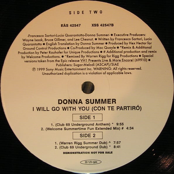Donna Summer - I Will Go With You (Con Te Partiró) (Promo #2)