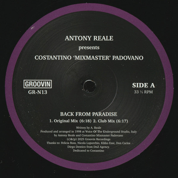 Antony Reale, Costantino "Mixmaster" Padovano - Back From Paradise