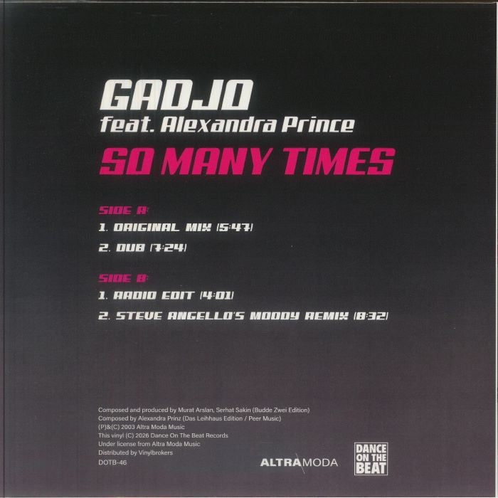 Gadjo, Alexandra Prince - So Many Times (Pink Vinyl)